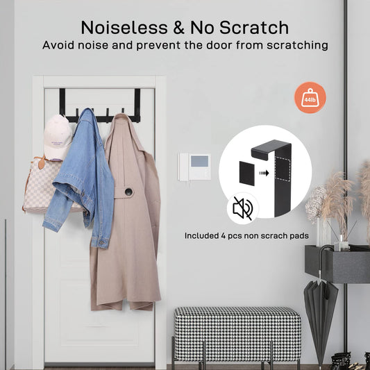 Optish Over The Door Hooks, Door Hanger Hooks for Hanging, Over The Doors Towel Racks for Bathroom with 12 Coat Hook, Coat Rack Dorm Essentials Bathroom Accessories(1 Pack, Black)