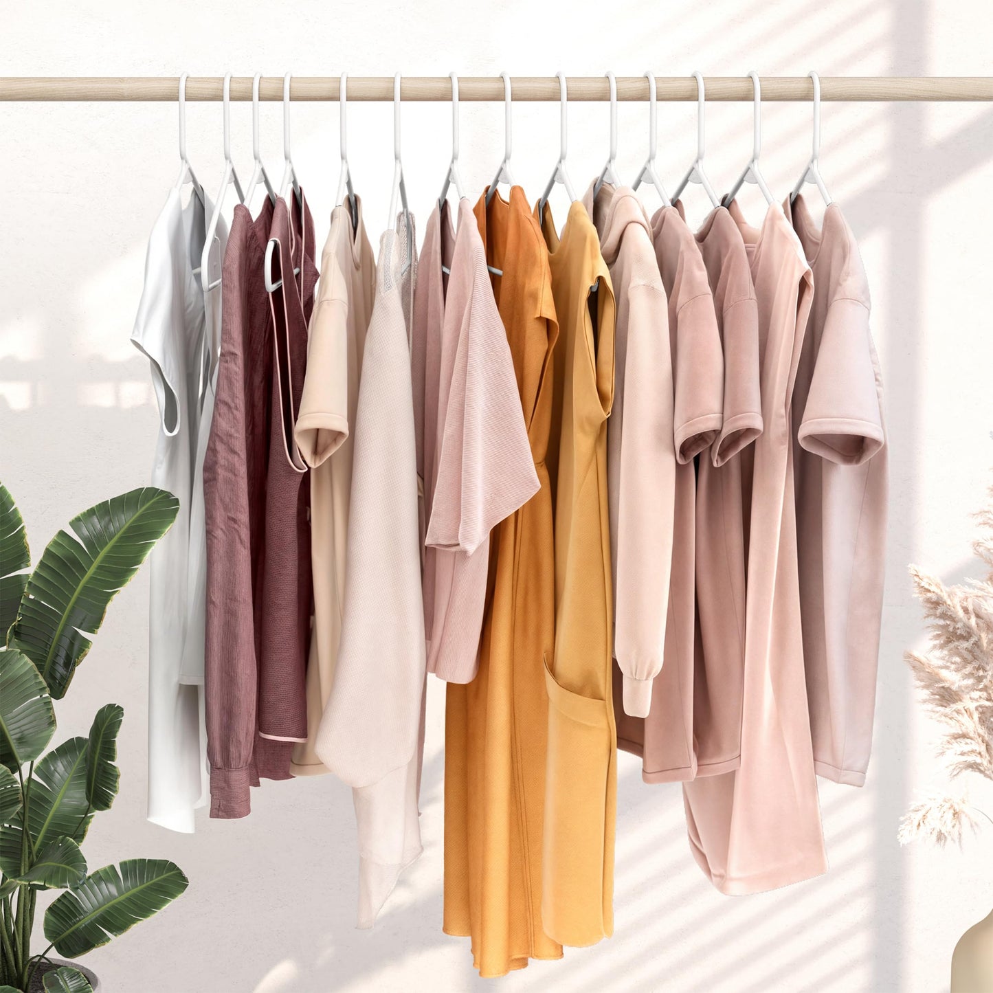 Plastic Hangers 50 Pack White - Clothes Hangers - Makes The Perfect Coat Hanger and General Space Saving Hangers for Closet and New Apartment Essentials - Percheros Ganchos para Colgar Ropa Hangars