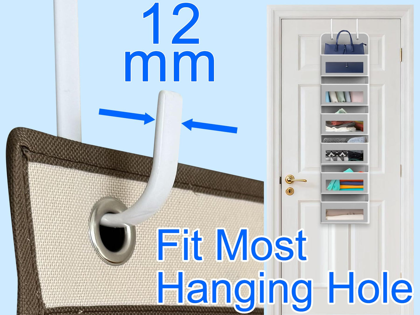 Mars-Rock Over the Door Hooks 4Pcs L=5.5" Fit 1 3/8" Door Steel with White Rubber Coating Hanging Towel Robe Clothing Hanger for Bathroom Room Wreath Ironing Board Holder Cute Thin Single Heavy Duty