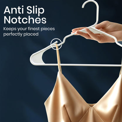Utopia Home - Plastic Hangers 50 Pack - Space Saving Clothes Hanger - Durable and Strong Closet Organizers and Storage Makes It Ideal Stocking Stuffers or Apartment or Dorm Room Essentials (White)