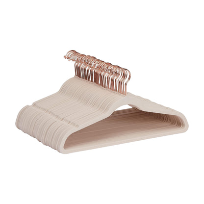 Amazon Basics Space Saving Slim Velvet Non-Slip Suit Clothes Hangers, Sturdy Construction, Closet Organizer, Pack of 50, Blush Pink/Rose Gold